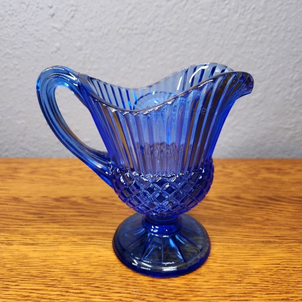 Fostoria for Avon Cobalt Blue Glass Creamer Pitcher 1976 - Picture 3 of 8